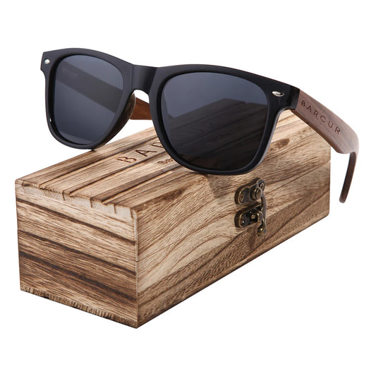 BARCUR BC8700 Black Walnut Wood Sunglasses for Man